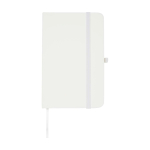 Carnet à couverture rigide avec toucher doux A6 pages lignées couleur blanc deuxième vue frontale
