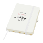 Carnet à couverture rigide avec toucher doux A6 pages lignées couleur blanc vue avec impression sérigraphique