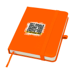 Carnet à couverture rigide avec toucher doux A6 pages lignées couleur orange vue avec impression sérigraphique