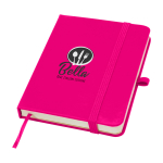 Carnet à couverture rigide avec toucher doux A6 pages lignées couleur rose vue avec impression sérigraphique