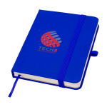 Carnet à couverture rigide avec toucher doux A6 pages lignées couleur bleu roi vue avec impression sérigraphique