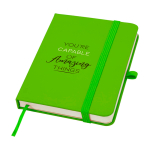 Carnet à couverture rigide avec toucher doux A6 pages lignées couleur vert lime vue avec impression sérigraphique