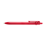 Stylo en plastique recyclé avec bille et clip, encre noire couleur rouge deuxième vue frontale