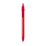 Stylo en plastique recyclé avec bille et clip, encre noire couleur rouge