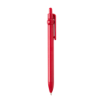 Stylo en plastique recyclé avec bille et clip, encre noire couleur rouge deuxième vue latérale