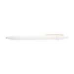 Stylo en plastique recyclé avec bille et clip, encre noire couleur blanc deuxième vue frontale