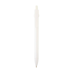 Stylo en plastique recyclé avec bille et clip, encre noire couleur blanc