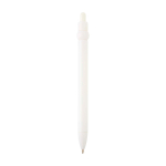 Stylo en plastique recyclé avec bille et clip, encre noire couleur blanc deuxième vue arrière