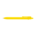 Stylo en plastique recyclé avec bille et clip, encre noire couleur jaune deuxième vue frontale