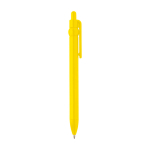 Stylo en plastique recyclé avec bille et clip, encre noire couleur jaune deuxième vue latérale