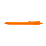 Stylo en plastique recyclé avec bille et clip, encre noire couleur orange deuxième vue frontale