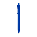 Stylo en plastique recyclé avec bille et clip, encre noire couleur bleu roi vue latérale