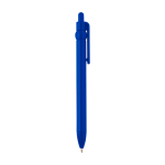 Stylo en plastique recyclé avec bille et clip, encre noire couleur bleu roi deuxième vue latérale