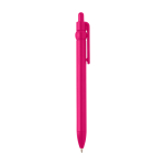 Stylo en plastique recyclé avec bille et clip, encre noire couleur fuchsia deuxième vue latérale