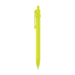 Stylo en plastique recyclé avec bille et clip, encre noire couleur vert lime vue latérale