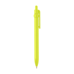 Stylo en plastique recyclé avec bille et clip, encre noire couleur vert lime deuxième vue latérale