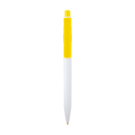 Stylo sophistiqué en plastique recyclé bicolore, encre bleue couleur jaune