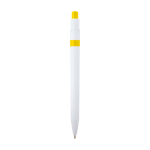 Stylo sophistiqué en plastique recyclé bicolore, encre bleue couleur jaune deuxième vue arrière