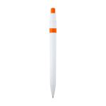 Stylo sophistiqué en plastique recyclé bicolore, encre bleue couleur orange deuxième vue arrière