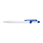 Stylo sophistiqué en plastique recyclé bicolore, encre bleue couleur bleu roi deuxième vue frontale