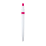 Stylo sophistiqué en plastique recyclé bicolore, encre bleue couleur fuchsia deuxième vue arrière