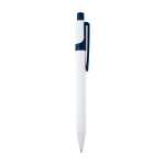 Stylo sophistiqué en plastique recyclé bicolore, encre bleue couleur bleu marine deuxième vue latérale
