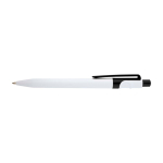 Stylo en plastique recyclé sophistiqué, encre noire couleur noir deuxième vue frontale
