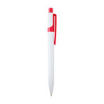 Stylo en plastique recyclé sophistiqué, encre noire couleur rouge deuxième vue latérale