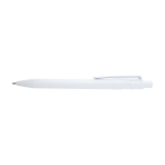 Stylo en plastique recyclé sophistiqué, encre noire couleur blanc deuxième vue frontale