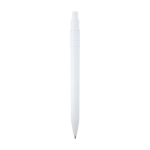 Stylo en plastique recyclé sophistiqué, encre noire couleur blanc deuxième vue arrière