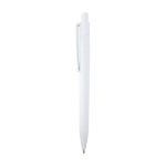 Stylo en plastique recyclé sophistiqué, encre noire couleur blanc vue latérale