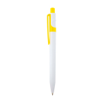Stylo en plastique recyclé sophistiqué, encre noire couleur jaune vue latérale