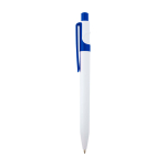 Stylo en plastique recyclé sophistiqué, encre noire couleur bleu roi vue latérale
