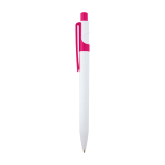 Stylo en plastique recyclé sophistiqué, encre noire couleur fuchsia vue latérale