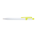 Stylo en plastique recyclé sophistiqué, encre noire couleur vert lime deuxième vue frontale