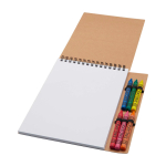 Cahier à spirale avec couverture souple et crayons de cire intégrés couleur naturel deuxième vue