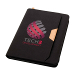 Portefeuille en plastique recyclé arrondi A5 avec feuilles lignées couleur noir