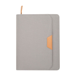 Portefeuille en plastique recyclé arrondi A5 avec feuilles lignées couleur gris deuxième vue frontale