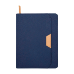 Portefeuille en plastique recyclé arrondi A5 avec feuilles lignées couleur bleu marine deuxième vue frontale