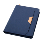 Portefeuille en plastique recyclé arrondi A5 avec feuilles lignées couleur bleu marine