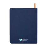 Portefeuille en plastique recyclé arrondi A5 avec feuilles lignées couleur bleu marine deuxième vue arrière