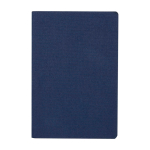Portefeuille en plastique recyclé arrondi A5 avec feuilles lignées couleur bleu marine troisième vue frontale