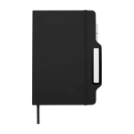 Carnet avec espace pour mobile et couverture rigide A5 lignés couleur noir deuxième vue frontale