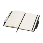 Carnet avec espace pour mobile et couverture rigide A5 lignés couleur noir deuxième vue