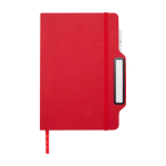 Carnet avec espace pour mobile et couverture rigide A5 lignés couleur rouge deuxième vue frontale