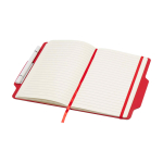 Carnet avec espace pour mobile et couverture rigide A5 lignés couleur rouge deuxième vue