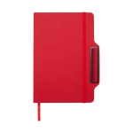 Carnet avec espace pour mobile et couverture rigide A5 lignés couleur rouge quatrième vue