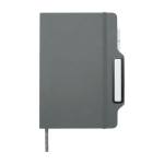 Carnet avec espace pour mobile et couverture rigide A5 lignés couleur gris deuxième vue frontale