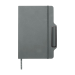 Carnet avec espace pour mobile et couverture rigide A5 lignés couleur gris quatrième vue