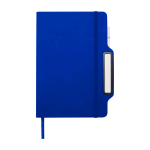 Carnet avec espace pour mobile et couverture rigide A5 lignés couleur bleu roi deuxième vue frontale